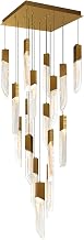 CWI Lighting Petra Integrated LED 24in Brass Chandelier with Handcrafted Glass for Living Room, Kitchen, Bedroom
