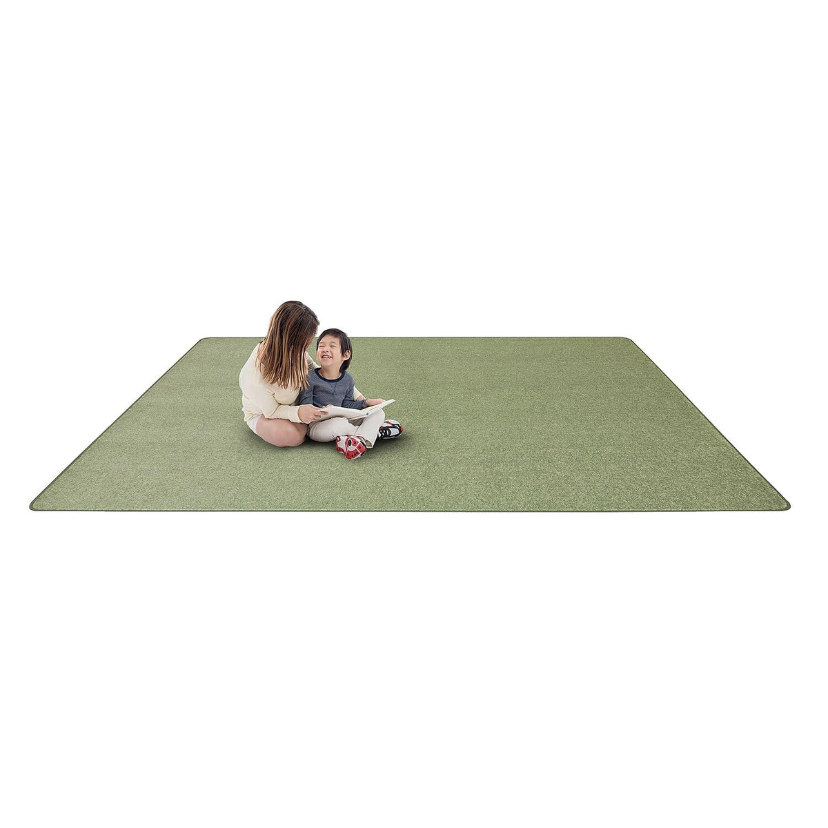 Endurance Solid Colored Area Rug in Color Sage by Joy Carpets – 4' x 6' (Rectangular), Polyester, Sage, Model 80N-11