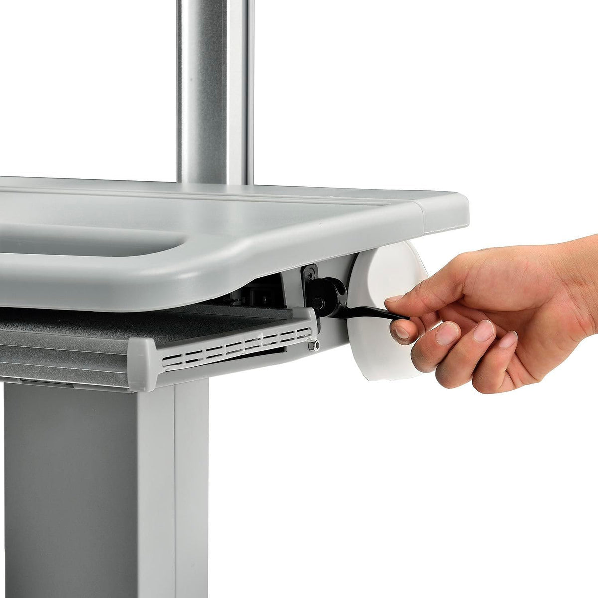 Height Adjustable Mobile Sit-Stand Computer Workstation by Global Industrial – Metal/Plastic, Gray, Model 695436