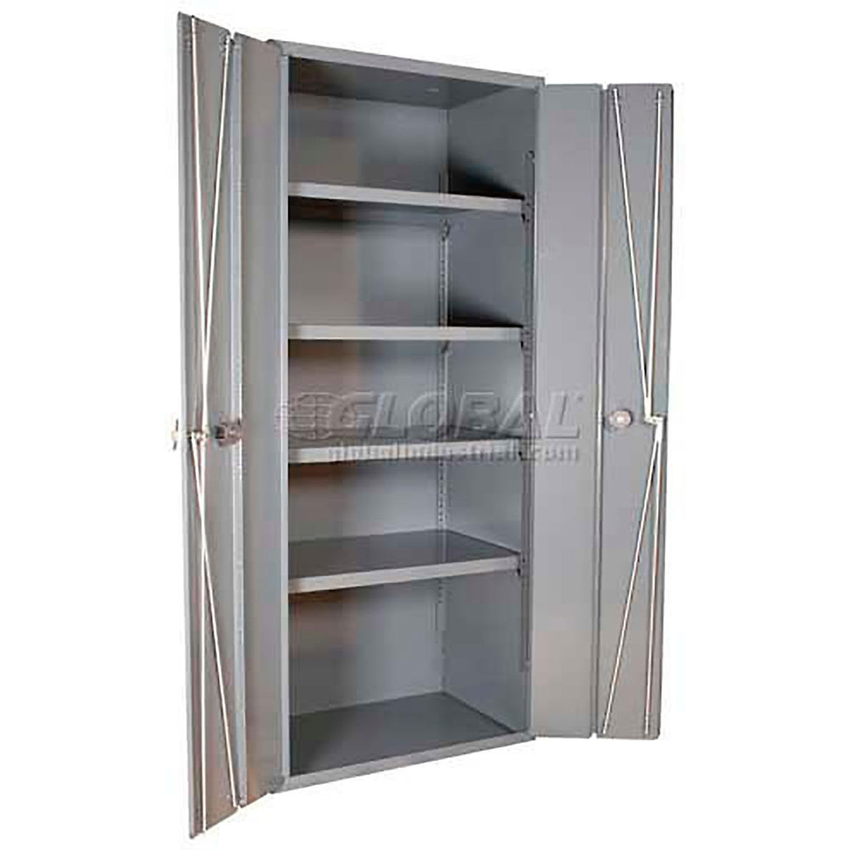 Heavy Duty Welded 14 Gauge Steel Bi-Fold Door Cabinet by Durham – Alloy Steel, Grey, Model 3953-4S-95