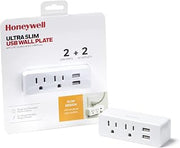 Ultra Slim USB Wall Plate with Two AC Outlets by Honeywell – White, Model HW-WC002-199