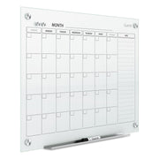 Dry Erase White Board 48"W x 36"H Glass Calendar by Quartet – 48"W x 36"H, Tempered Glass, White, Model GC4836F