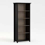 SIMPLIHOME Amherst 70" Tall Solid Wood 5-Shelf Bookcase in Black