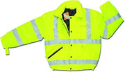 MCR Safety BMRCL3LX2 Luminator Class 3 Insulated Polyester Bomber Jacket with Loop Adjustable Wrist and 3M Scotchlite Reflective Strip, Fluorescent Lime Green, 2X-Large