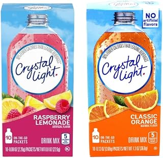 Crystal Light Drink Mix Variety Pack, Low Calorie Powdered Beverage Mix for Water Flavoring and Refreshing Drinks, Raspberry Lemonade and Classic Orange (Variety Pack)