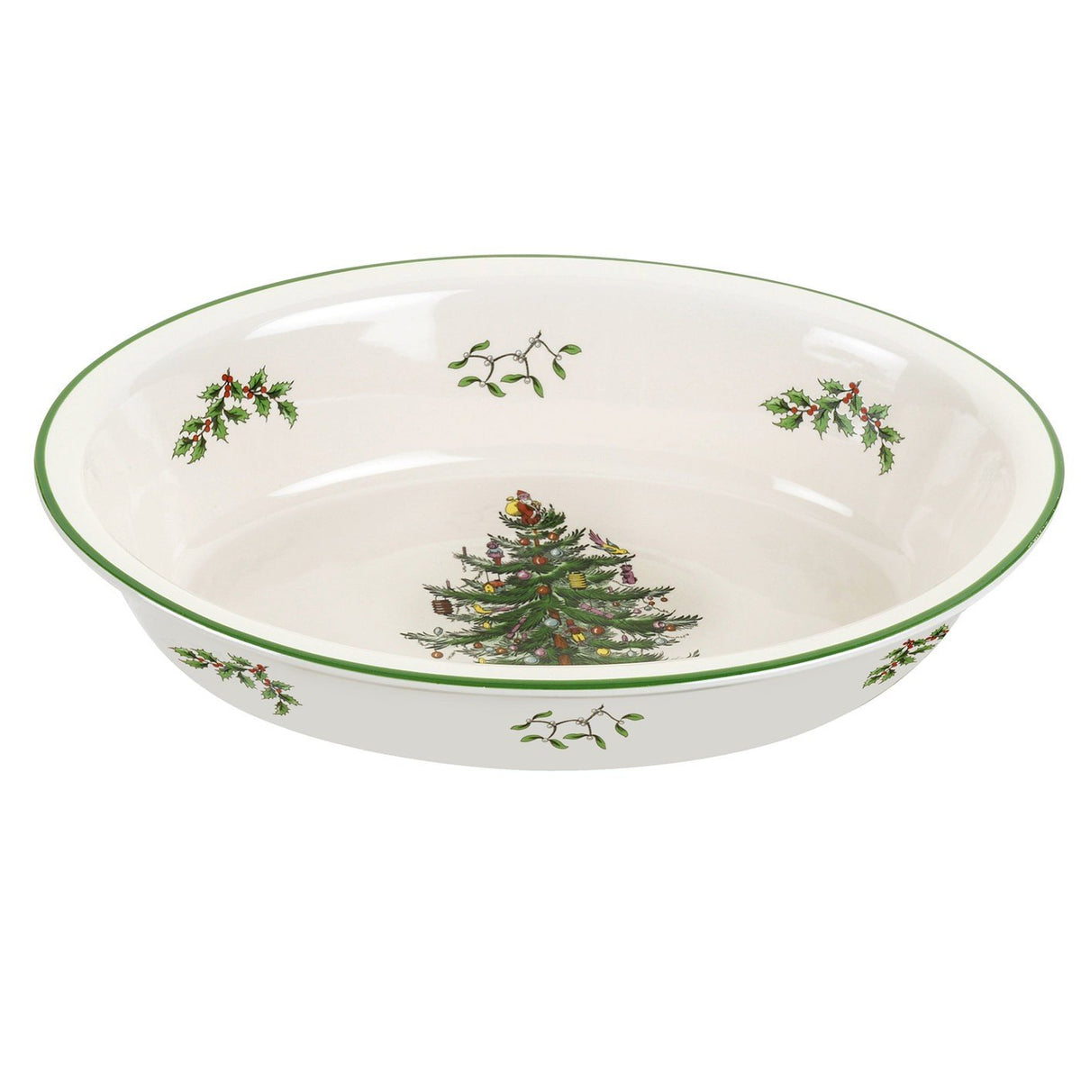 Spode Christmas Tree Porcelain Oval Platter, 12.5 x 8.75 Inch, White