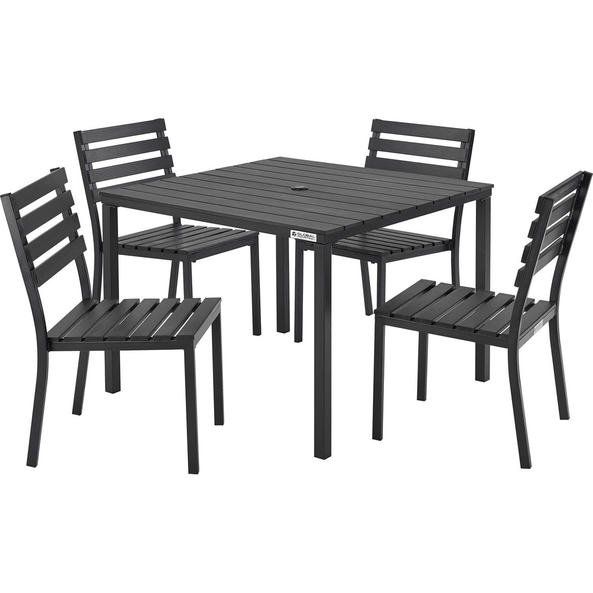 Stackable Outdoor Dining Armless Chair by Global Industrial – Alloy Steel, Black, Model 436986BK