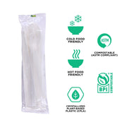 Eco-Products Compostable CPLA 6" Plastic Utensil Set by ECO PRODUCTS – 6 inch Cutlery Kit, CPLA Plastic, White, Pack of 250, Model EP-S015