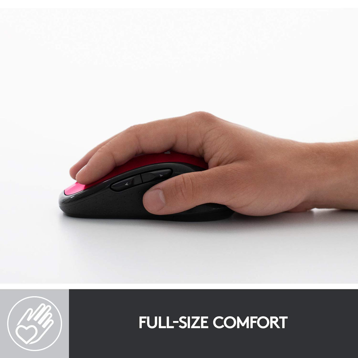 M510 Wireless Computer Mouse by Logitech – Rubber, Red, Model 910-004554