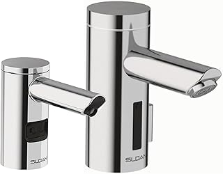 Optima EAF-250 Sensor Activated Faucet, 3335155 & Sloan ESD-2000 Deck-Mounted Foam Soap Dispenser, 3346089-0.35 GPM Battery-Powered Deck-Mounted Mid Body, Polished Chrome Finish