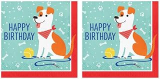 Creative Converting Dog Party Napkins, 6.5", Multicolor (Pack of 2)