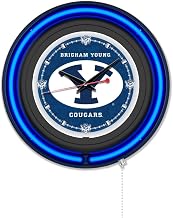 Holland Bar Stool Clk15BKBrigYn NCAA 15 in. Dia. Brigham Young University Double Neon Wall Clock Black