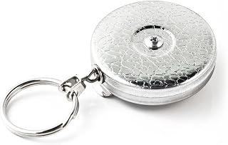 KEY-BAK Original Striker Holder with 24" Stainless Steel Chain, Chrome Front, Steel Belt Clip, 8 oz. Retraction, Split Ring