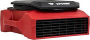 XPOWER PL-700A Low Profile Air Mover, Floor Fan, Carpet Dryer, Blower with Power Outlets for Water Damage Restoration, Commercial Cleaning and Plumbing Use - 1/3 HP, 1050 CFM, 3 Speeds, Red | Blower with Power Outlets for Water Damage Restoration, Commercial Cleaning and Plumbing Use, 1/3 HP,, 3 Speeds, Red
