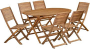 Nature-Inspired Oil 7 Piece Patio Dining Table Set with 6 Chairs, Durable Construction for Outdoor Dining and Garden Gatherings