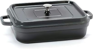G.E.T. 7.5 qt Gray/Black Cast Aluminum Roasting Pan with Handles and Lid