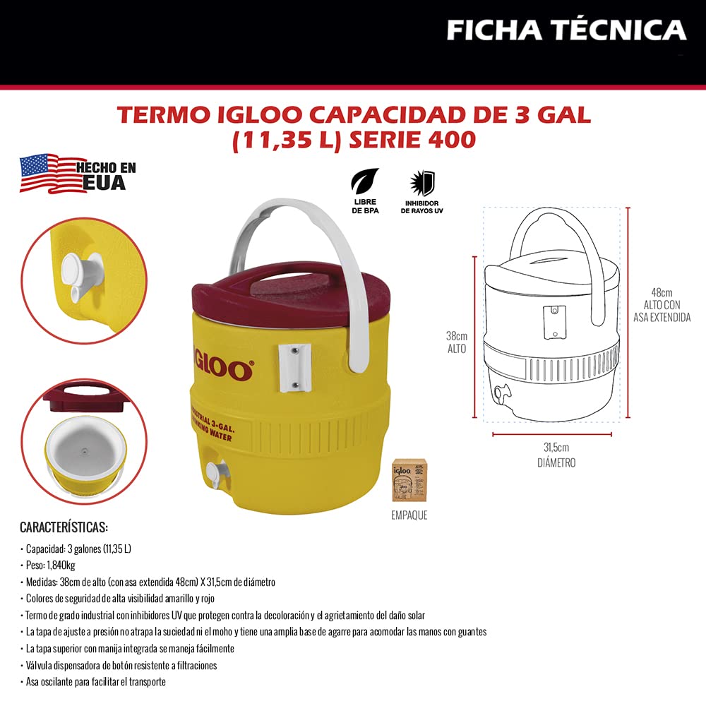 Igloo Red / 3 Gallon | 15" (L) x 13" (W) x 14.75" (H) / Industrial Coolers