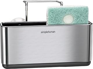 simplehuman Slim Sink Caddy Sponge Holder, Brushed Stainless Steel, Silver