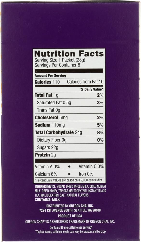 Vanilla Chai Tea Latte - 8 Ounce by Oregon Chai – 8 Ounce (Pack of 1), Model 00077775