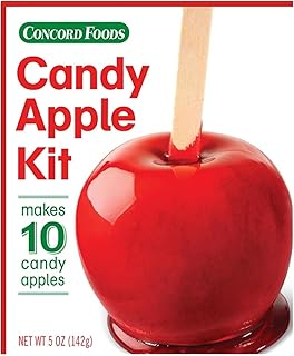 Concord Foods Candy Apple Kit – Classic Red Apples for Family Treats, Carnivals, Fairs, and Fundraisers – Includes Candy Apple Mix and 10 Sticks – Easy, Fun, and Delicious – 5 oz Box