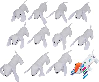 Colorations Set of 12 Decorate Your Own Fabric Plush Stuffed Puppy Dog, Arts & Crafts, Autograph, Signatures, Smooth, 4-1/4"H x 8-1/4"L each