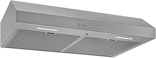 Broan-NuTone Glacier 36-Inch 490 MAX Blower CFM 1.0 Sones Stainless Range Hood | 1.0 Sones for Quiet Under Cabinet Kitchen Ventilation & Everyday Cooking