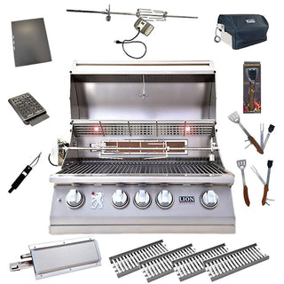 Lion 32-Inch Liquid Propane Grill L75000 with 4 Ceramic Tubes w/Flame Tray and Searing Burner and 5 in 1 Tool Set Best of Backyard Package Deal by Lion Premium Grills – Model bbq
