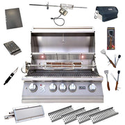 Lion 32-Inch Natural Gas Grill L75000 with 4 Ceramic Tubes w/ Flame Tray and Searing Burner and 5 in 1 BBQ Tool Set Best of Backyard Package Deal by Lion Premium Grills – Ceramic