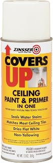 Covers Up Ceiling Paint & Primer Spray, White | Zinsser Covers Up ceiling spray, 13oz, Flat White. Flat-white stain-blocking paint + primer hides water & smoke stains.
