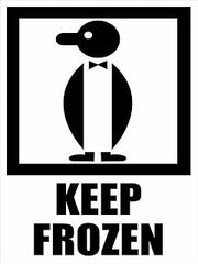Polar Tech IPM314 Pressure Sensitive Permanent Adhesive Label, "Keep Frozen - PICTORAL", 3" Length x 4" Width, Black on White (Roll of 500)