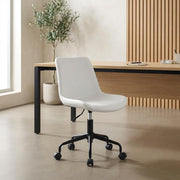 White Mid-Back Office Chair with Plywood Frame by Bison office – 100% Polyurethane, Plywood, Steel, White