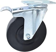 BK Resources 5" Hard Rubber Swivel Caster, 2-3/8"x3-5/8" Top Plate Mount for Work Table, NSF, Total Lock Brake, 300 Lb. Capacity, Double Ball Bearing