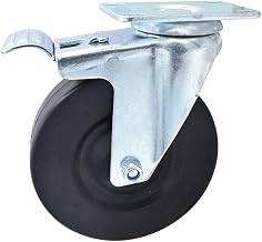 BK Resources 5" Hard Rubber Swivel Caster, 2-3/8"x3-5/8" Top Plate Mount for Work Table, NSF, Total Lock Brake, 300 Lb. Capacity, Double Ball Bearing