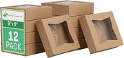 SOUTHERN CHAMPION TRAY SCT Kraft Window Bakery Pack (12 Pack) 9x9x2.5, Auto Pop-Up Containers for Pies, 9 inch Brown Bakery Pack, Cookie Box with Window, 24133K-12