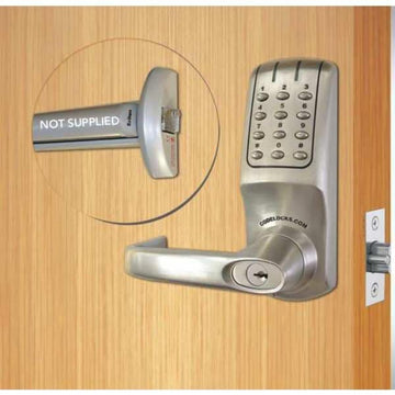 ANSI Grade 2 Electronic Lockset Panic Kit by Codelocks – 7.5"L x 2.75"W x 7.75"H, Zinc, Brushed Steel, Model CL5000PK-BS