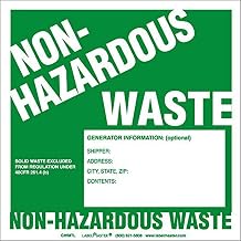 Labelmaster GWMTL Non-Hazardous Waste Label with Generator Info, Thermal PVCF (Pack of 100)