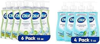 Dial Antibacterial Foaming Hand Wash, Fresh Pear, 7.5 fl oz Pack of 6 & Antibacterial Liquid Hand Soap, Spring Water, 11 fl oz (Pack of 4)