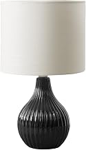 Monarch Specialties I 9775 Lighting, 17" H, Table Lamp, Black Ceramic, Ivory/Cream Shade, Contemporary, Modern