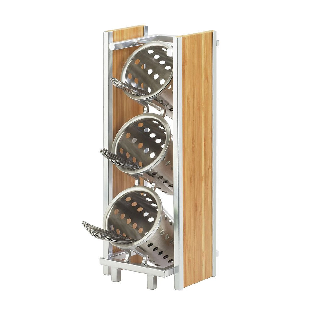 Eco Modern Cylinder Holder by CAL-MIL – 17"L x 8"W, Metal, Bamboo, Model 1283