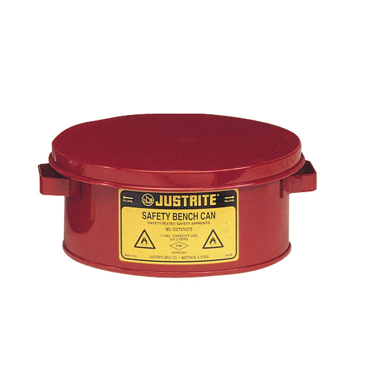 Bench Cans - 2gal bench canno basket by Justrite – 5.88"H, Steel, Red, Model 400-10575