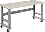Global Industrial Adjustable Height Mobile Workbench, 60"W x 30"D, 5" Wheel | 1-1/4" ESD Top with Safety Edge, 800 Lbs Capacity, Gray Frame, Industrial Workbench