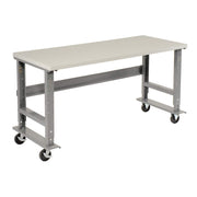 Adjustable Height Mobile Workbench by Global Industrial – 36"L x 72"W x 4.5"H, Steel, Gray, Model 601427A