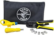 KLEIN TOOLS VDV026-212 Coax Installation Kit with Crimp Tool, Cable Cutter, Stripper and F connectors with Storage Bag