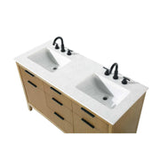 54" Double Bathroom Vanity in Honey Teak by Elegant Kitchen and Bath – unspecified, Aluminum, Teak, Model VF29854DHT