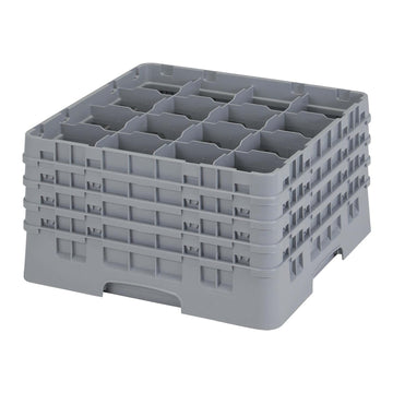 (16S900151) 16 Compartment Stemware & Tumbler Glass Rack - Camrack by Cambro – 9-3/8-Inch, Plastic, Soft Gray, Pack of 2