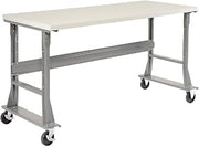 Global Industrial Mobile Fixed Height Workbench, Plastic Laminate Safety Edge, 72" W x 30" D, Gray
