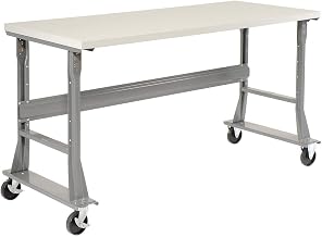 Global Industrial Mobile Fixed Height Workbench, Plastic Laminate Safety Edge, 72" W x 30" D, Gray