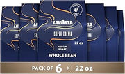 Lavazza Super Crema Whole Bean Coffee, Medium Espresso Roast, Arabica and Robusta Blend, 22 oz Bag (Pack of 6)
