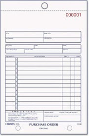 Rediform 1L140 Purchase Order Book, Bottom Punch, 5 1/2 x 7 7/8, Two-Part Carbonless, 50 Forms