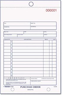 Rediform 1L140 Purchase Order Book, Bottom Punch, 5 1/2 x 7 7/8, Two-Part Carbonless, 50 Forms